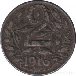 Монета. Австро-Венгерская империя. 2 геллера 1916 год.