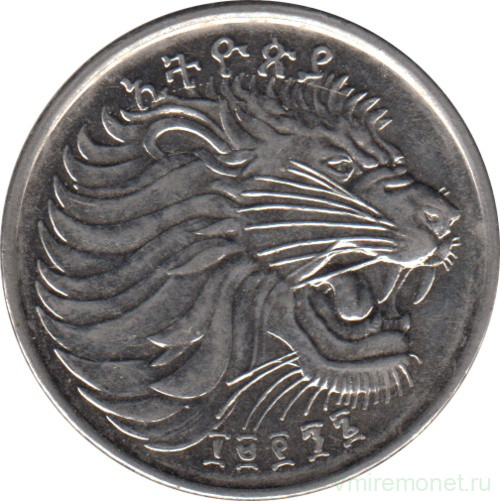 Монета. Эфиопия. 25 сантимов 2004 год.
