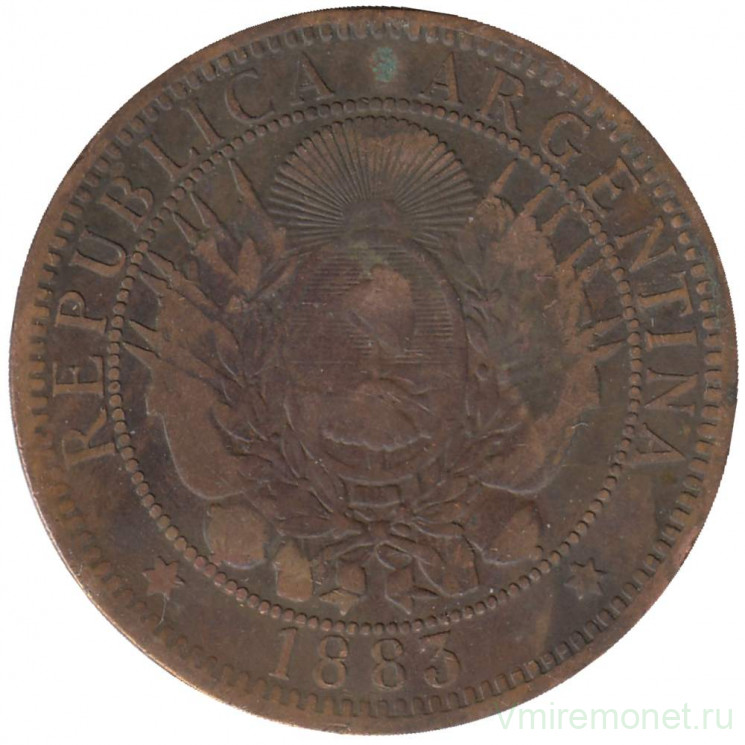 Монета. Аргентина. 2 сентаво 1883 год. 