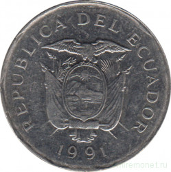 Монета. Эквадор. 10 сукре 1991 год.