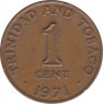 Монета. Тринидад и Тобаго. 1 цент 1971 год. ав.
