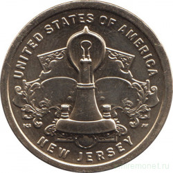 Монета. США. 1 доллар 2019 год. Американские инновации. Лампа накаливания. Монетный двор D.