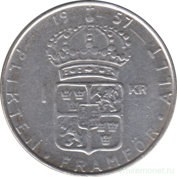 Монета. Швеция. 1 крона 1957 год.