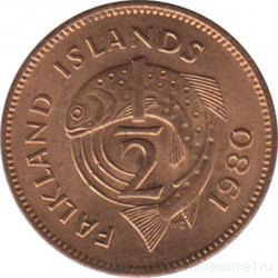 Монета. Фолклендские острова. 1/2 пенни 1980 год.
