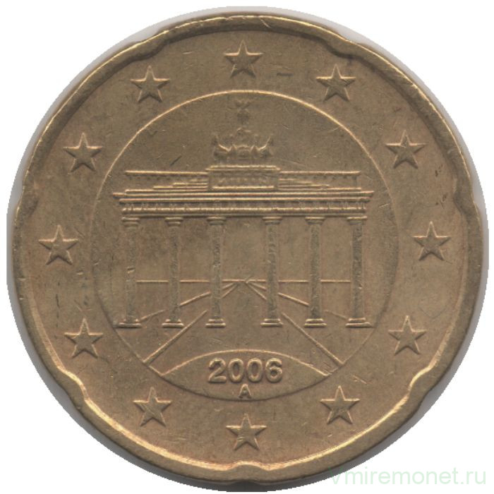 Монета. Германия. 20 центов 2006 год. (A).
