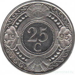 Монета. Нидерландские Антильские острова. 25 центов 1995 год.