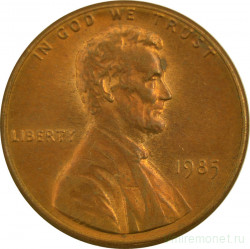 Монета. США. 1 цент 1985 год.