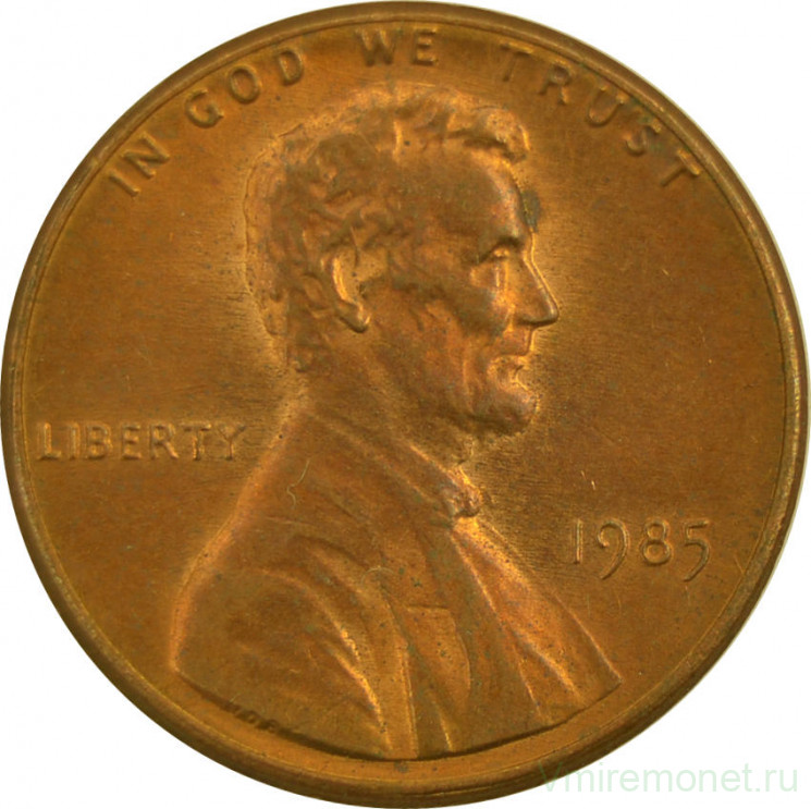 Монета. США. 1 цент 1985 год.