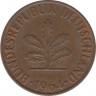  Монета. ФРГ. 2 пфеннига 1964 год. Монетный двор - Карлсруэ (G). ав.
