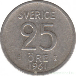 Монета. Швеция. 25 эре 1961 год.