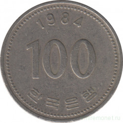 Монета. Южная Корея. 100 вон 1984 год.