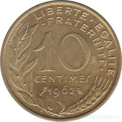 Монета. Франция. 10 сантимов 1962 год.