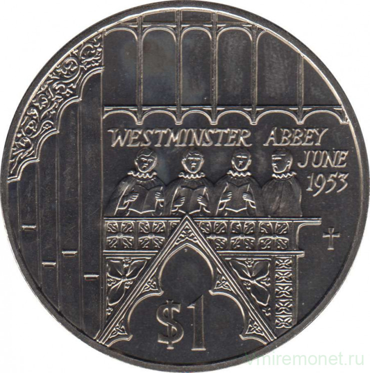Монета. Фиджи. 1 доллар 2002 год. 50 лет коронации Елизаветы II.