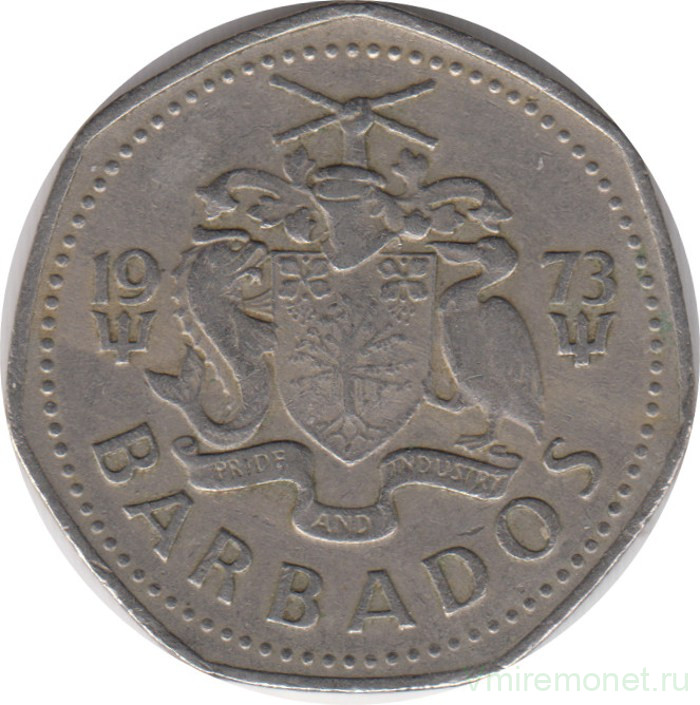 Монета. Барбадос. 1 доллар 1973 год.