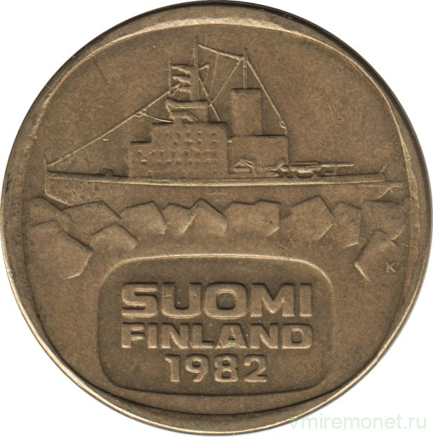 Монета. Финляндия. 5 марок 1982 год. Ледокол Урхо.
