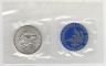 Монета. США. 1 доллар 1973 год. Монетный двор S. Серебро. В конверте, с жетоном. рев.
