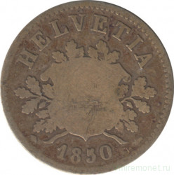 Монета. Швейцария. 10 раппенов 1850 год.