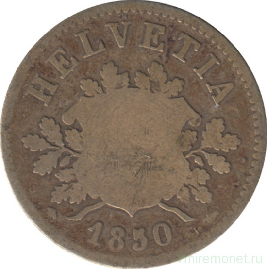 Монета. Швейцария. 10 раппенов 1850 год.