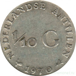 Монета. Нидерландские Антильские острова. 1/10 гульдена 1970 год.