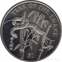 Монета. Сьерра-Леоне. 1 доллар 2001 год. Год Змеи.