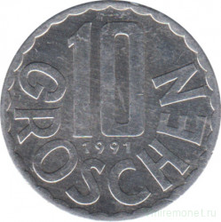 Монета. Австрия. 10 грошей 1991 год.