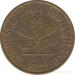 Монета. ФРГ. 5 пфеннигов 1974 год. Монетный двор - Гамбург (J).