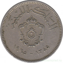 Монета. Ливия. 10 миллим 1965 год.