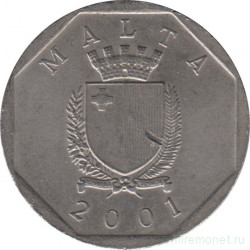 Монета. Мальта. 50 центов 2001 год.