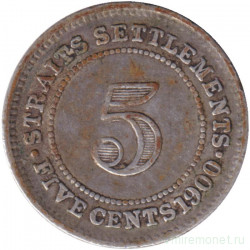 Монета. Стрейтс Сетлментс. 5 центов 1900 год.