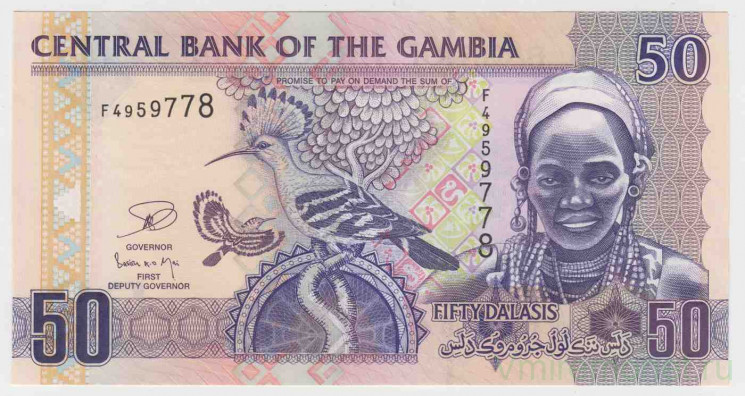 Банкнота. Гамбия. 50 даласи 2013 год.