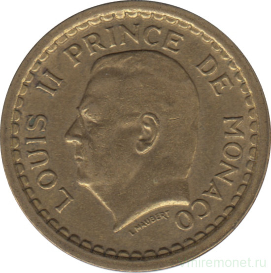 Монета. Монако. 1 франк 1945 год.
