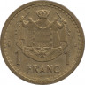 Монета. Монако. 1 франк 1945 год. рев.