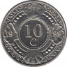 Монета. Нидерландские Антильские острова. 10 центов 1999 год. ав.