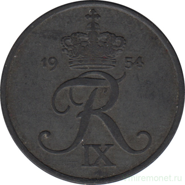 Монета. Дания. 5 эре 1954 год.