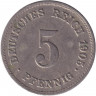 Монета. Германская империя. 5 пфеннигов 1905 год. (J).