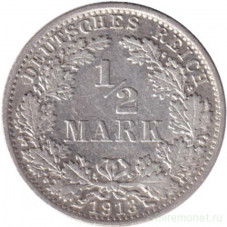 Монета. Германская империя. 1/2 марки 1913 год. (А).