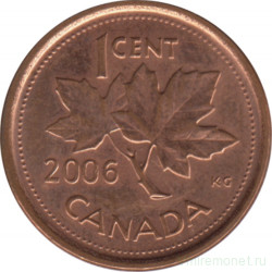 Монета. Канада. 1 цент 2006 год. Сталь покрытая медью. Реверс - кленовый лист.