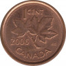 Монета. Канада. 1 цент 2006 год. Сталь покрытая медью. Реверс - кленовый лист. ав.