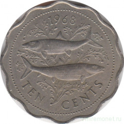 Монета. Багамские острова. 10 центов 1968 год.