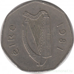 Монета. Ирландия. 50 пенсов 1981 год.