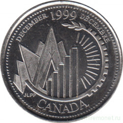 Монета. Канада. 25 центов 1999 год. Миллениум - декабрь 1999. 