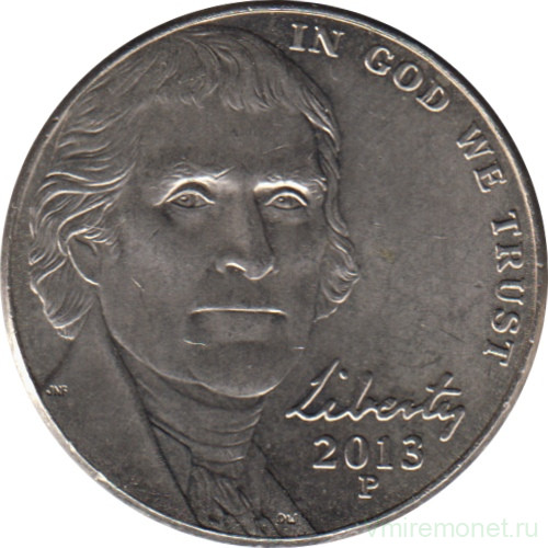Монета. США. 5 центов 2013 год. Монетный двор P.