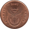 Монета. Южно-Африканская республика. 1 цент 2001 год. ав.