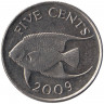 Монета. Бермудские острова. 5 центов 2009 год. 