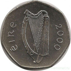 Монета. Ирландия. 50 пенсов 2000 год.
