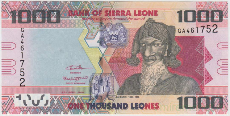 Банкнота. Сьерра-Леоне. 1000 леоне 2016 год. Тип 30.