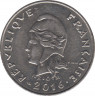 Монета. Новая Каледония. 20 франков 2016 год. ав.