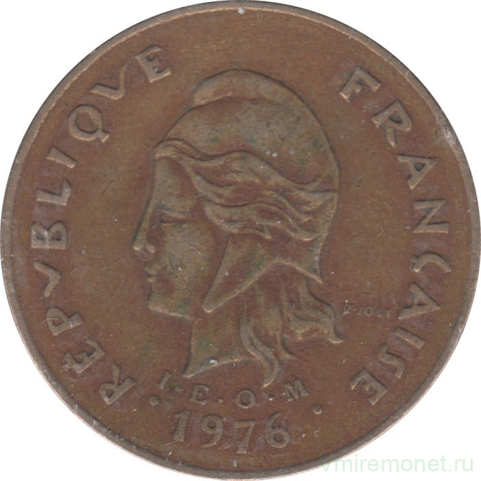 Монета. Новая Каледония. 100 франков 1976 год.