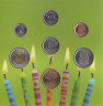Монета. Канада. Набор 7 штук. 5, 10, 25, 50 центов 1, 2 доллара 2011 год. С днём рожденья. В буклете и конверте. ав.