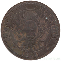 Монета. Аргентина. 2 сентаво 1894 год. 